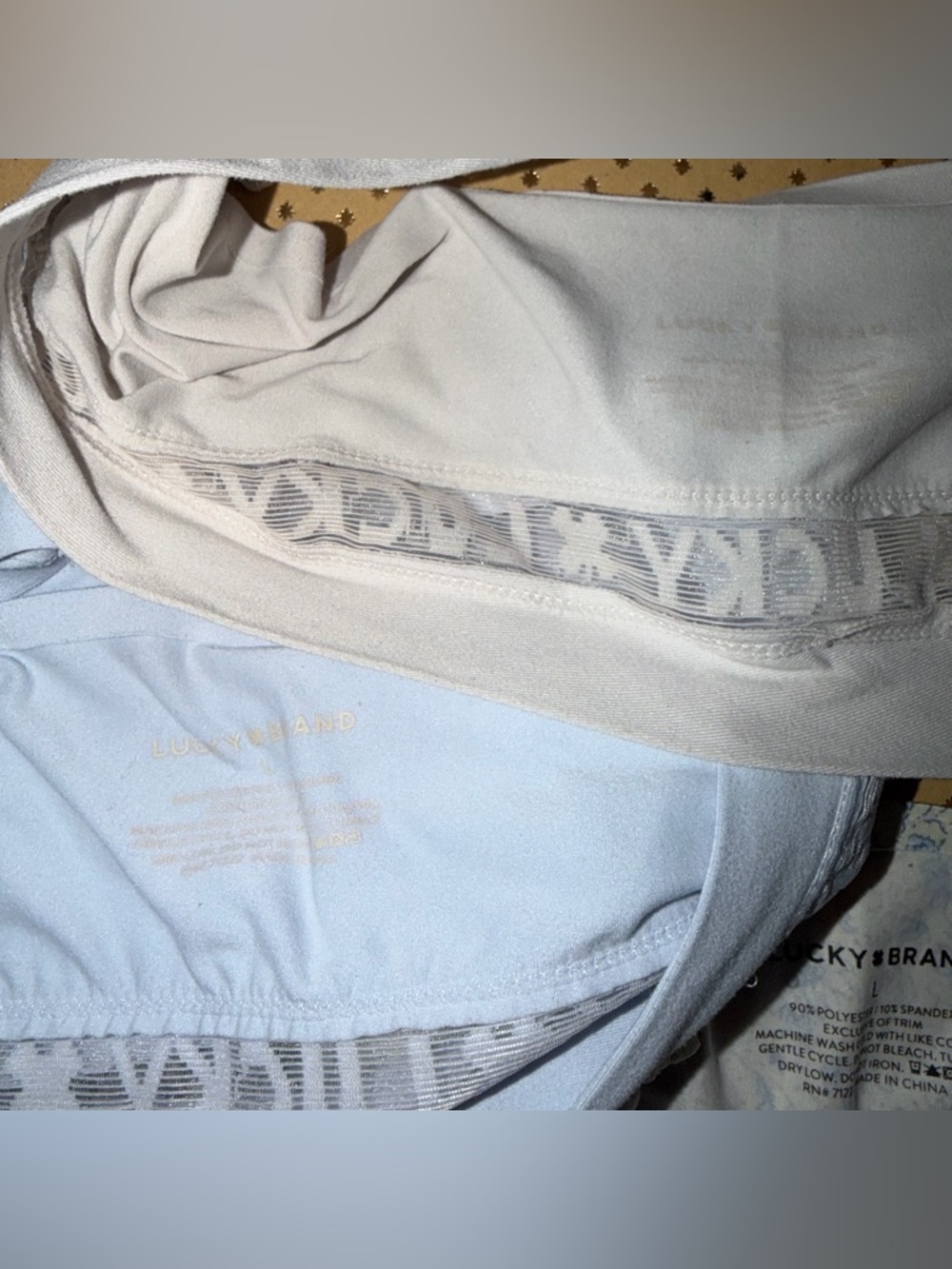 Bundle of 3 Lucky Brand Bralettes - L, Blue Flower, Blue and Beige - Picture 5 of 8